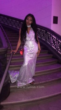 Halter Silver Sequined Mermaid Dress