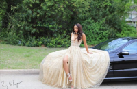 Perfect sequin champagne prom dress