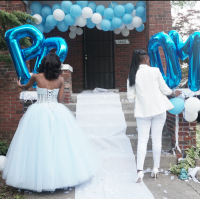 baby blue ball gown