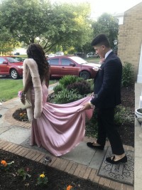 beautiful rose pink prom dress