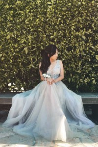 stunning Customized pearls beaded tulle PROM dress