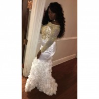 illusion gold lace top and fitted floral bottom