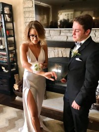 Selena Gomez Dress Inspired Silver Plunging Prom Dress