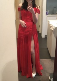 amazing red chiffon slit dress