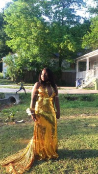 custom made sparkling gold prom gown