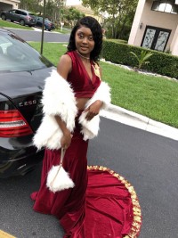 burgundy colored prom dress