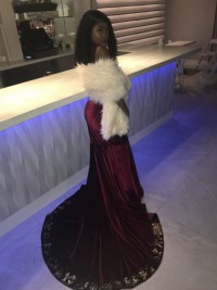 burgundy velvet mermaid two piece prom dress