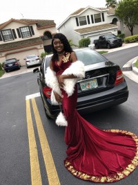 custom made burgundy mermaid prom dress with longer train