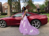 lavender tulle custom made prom gown