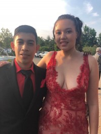 sexy plunging red prom dress