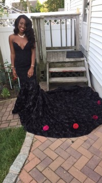 Customized black prom dress