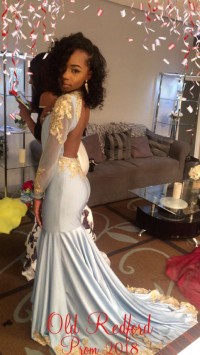 open back sky blue prom dress