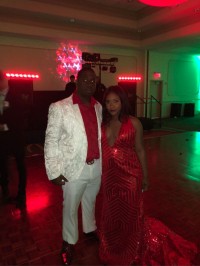 red sequin prom dress
