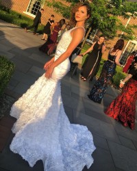 beautiful white custom made prom dress