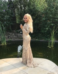 Amazing champagne color custom prom dress