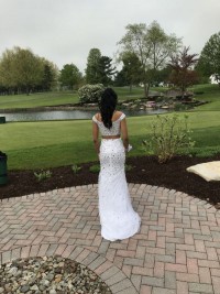 gradient crystals beaded white two piece split custom prom dress