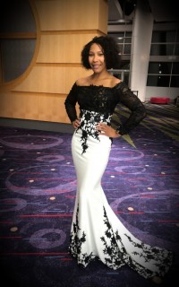 black and white gala dress