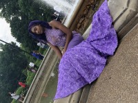 lilac 3D rose prom dress