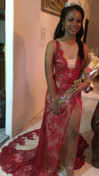 amazing red lace prom queen dress