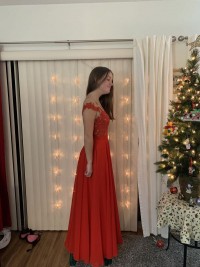 beautiful red lace graduation prom dress