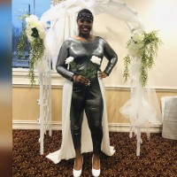 10 Year Wedding Anniversary silver dress with white skirt