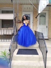 Beautiful royal blue dress with a detachable bottom Tulle piece