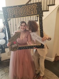 beautiful blush prom dress in person