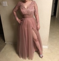 designed blush 2 slit prom dress