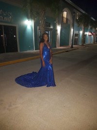 royal blue sequin prom gown