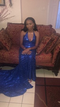 royal sequin custom prom dress