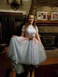 handmade flowers sky blue formal dress