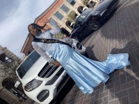 lace appliqued blue prom dress 2019