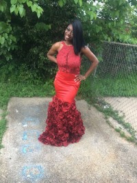 Unique red 3D rose flower prom dress 2019