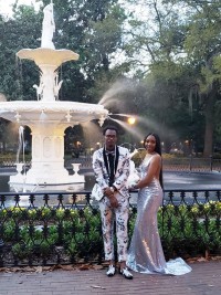 silver custom made sparkly formal dress