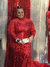 custom red sequin gown