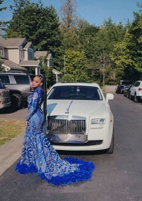 Custom Sequin Feather Long Mermaid Prom Dress
