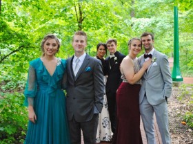 Peacock green illusion long sleeve A line prom dress