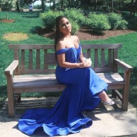 custom made off the shoulder mermaid prom dress with ruffled train