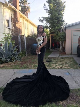 gold black prom gown