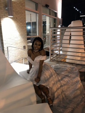 upside down trianglular shaped custom prom dress