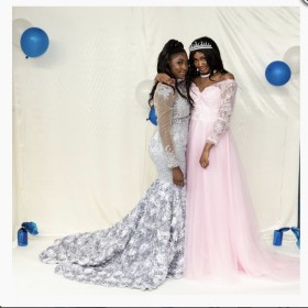 custom made silver prom dress