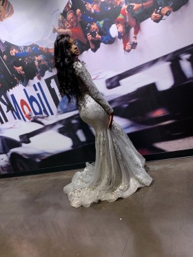 Amazing silver glitter prom dress
