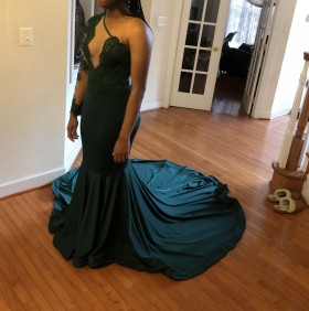 Perfect Dark Green Custom Made Prom Dress Huge Train