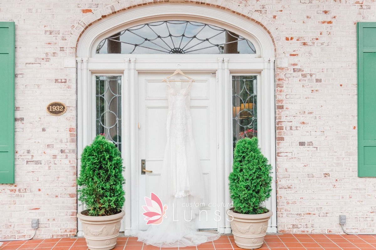 custom embroidered lace wedding dress