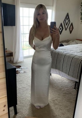 ivory cowl neck satin fit and flare wedding dress design