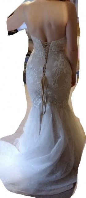 corset lace up ivory beaded lace overlaid trumpet custom beautiful wedding dress