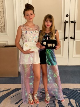 cousin white and black party rompers with detachable overskirt