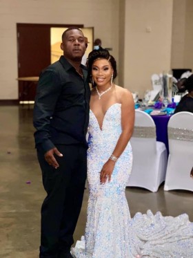 silver look with sequins reception dress
