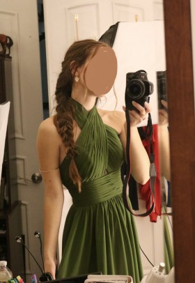 halter neck green dress