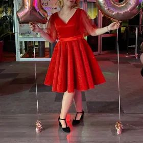 personally tailored red glittery birthday dress